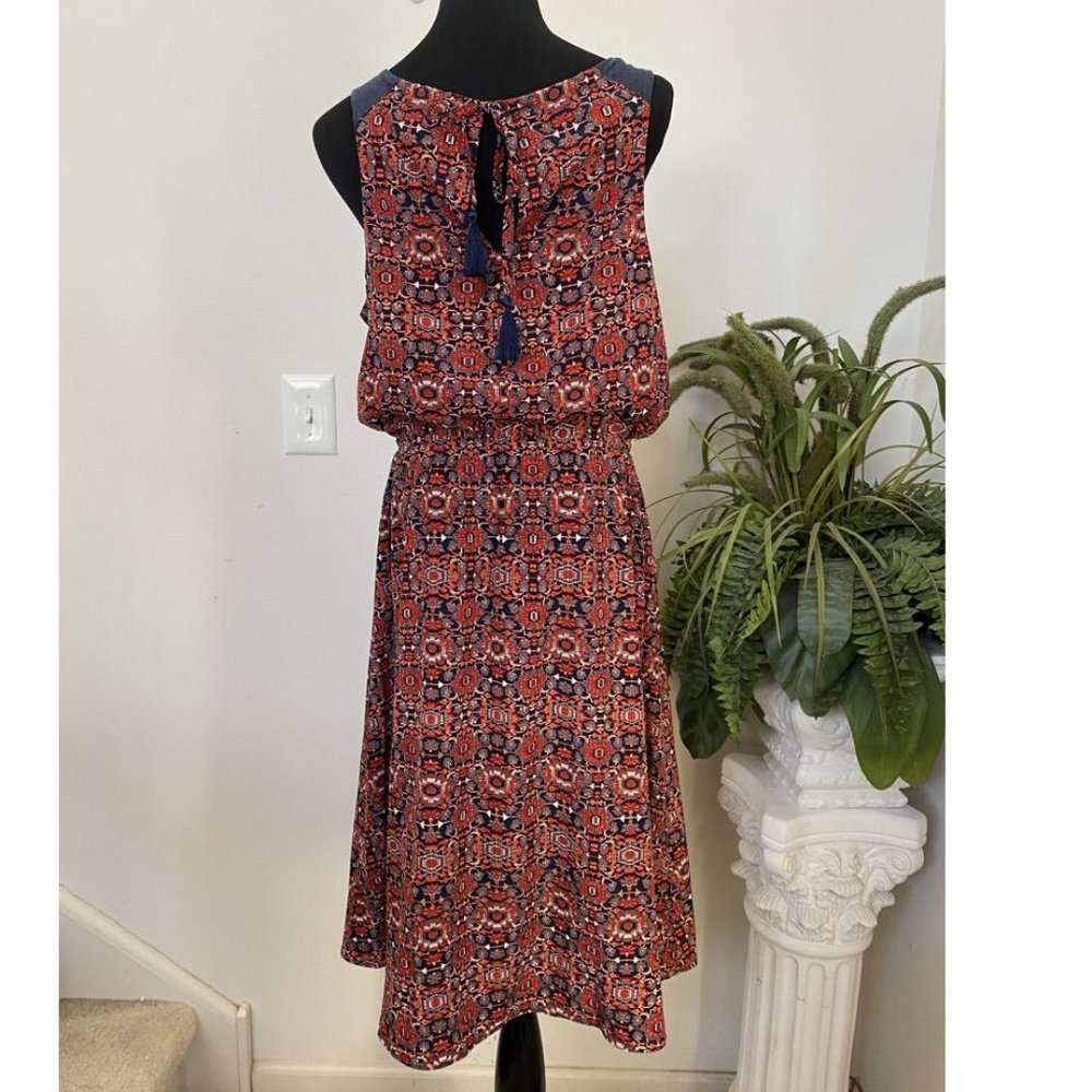 Athleta‎ Martinique Knee Length Geometric Dress Size L - Picture 4 of 8
